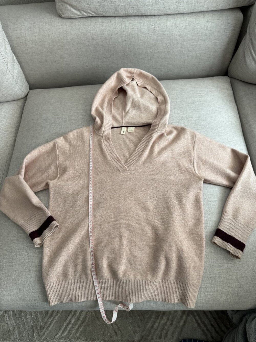 MOTH by Anthropologie Beige Hooded Sweater V Neck XS